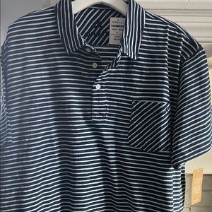Orvis Men's Polo in Navy and White Stripes